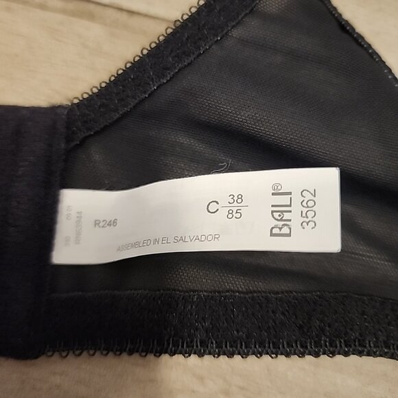 Bali Bra 38C Black Underwire Unlined 3562 - Picture 3 of 3